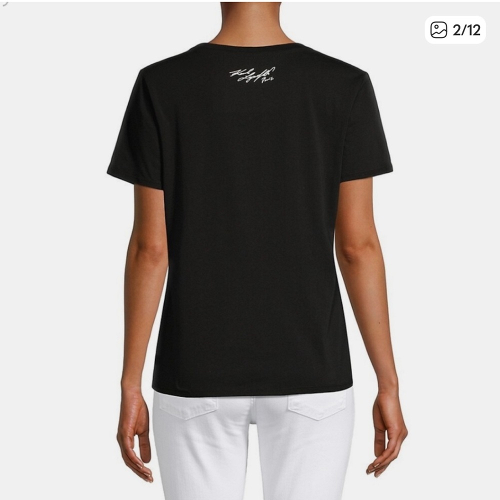 Karl Lagerfeld Black Buffalo Check Sunglasses T-Shirt - Picture 2 of 4